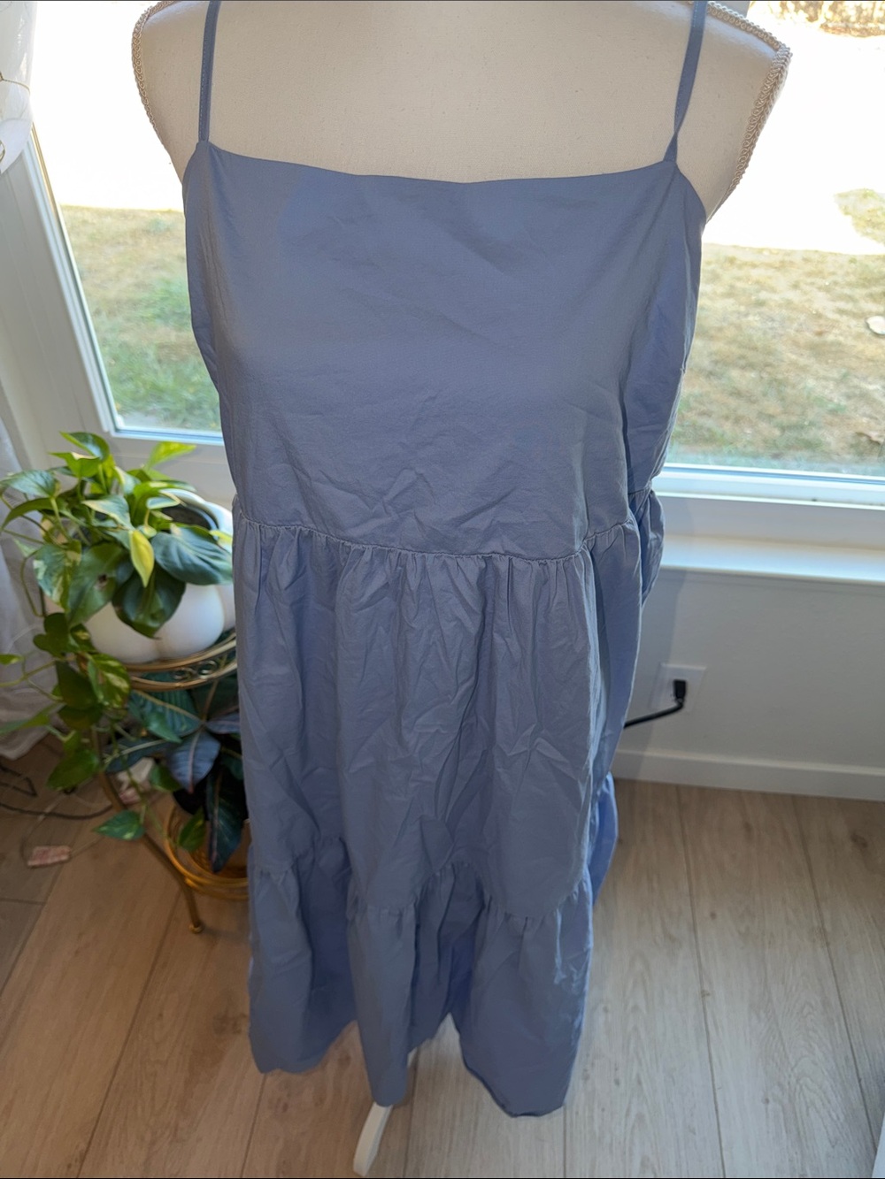 Forever 21 Light Blue Tiered Spaghetti Strap Dress